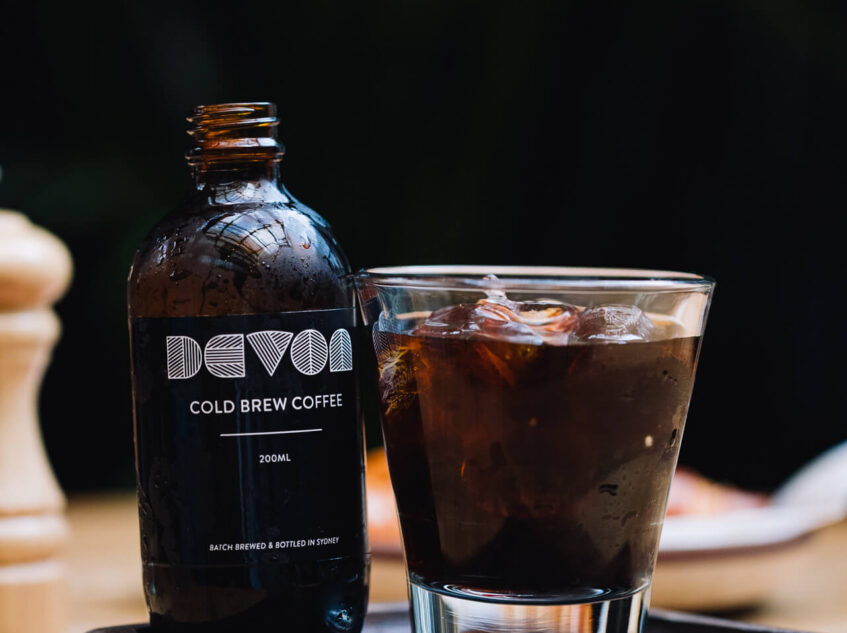 Devon Cold Brew Coffee in a bottle and glass