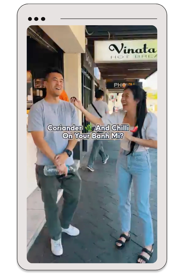 Two person on the street doing social interviews