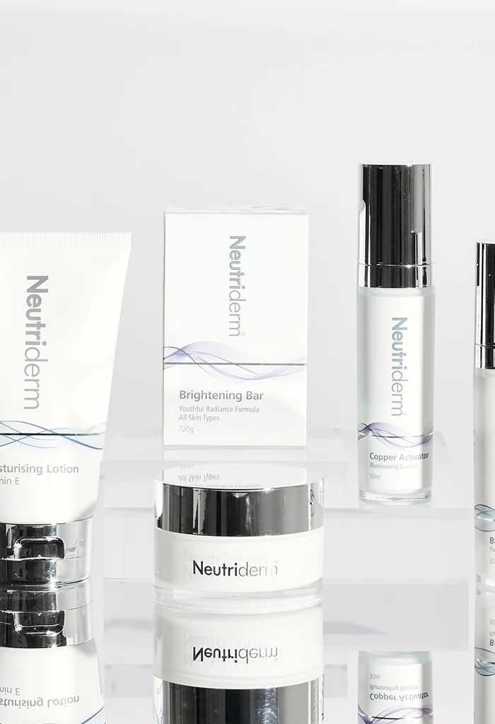 Neutriderm Products: Moisturising Lotion, Brigthening Bar, Copper Activator, and BB Cream
