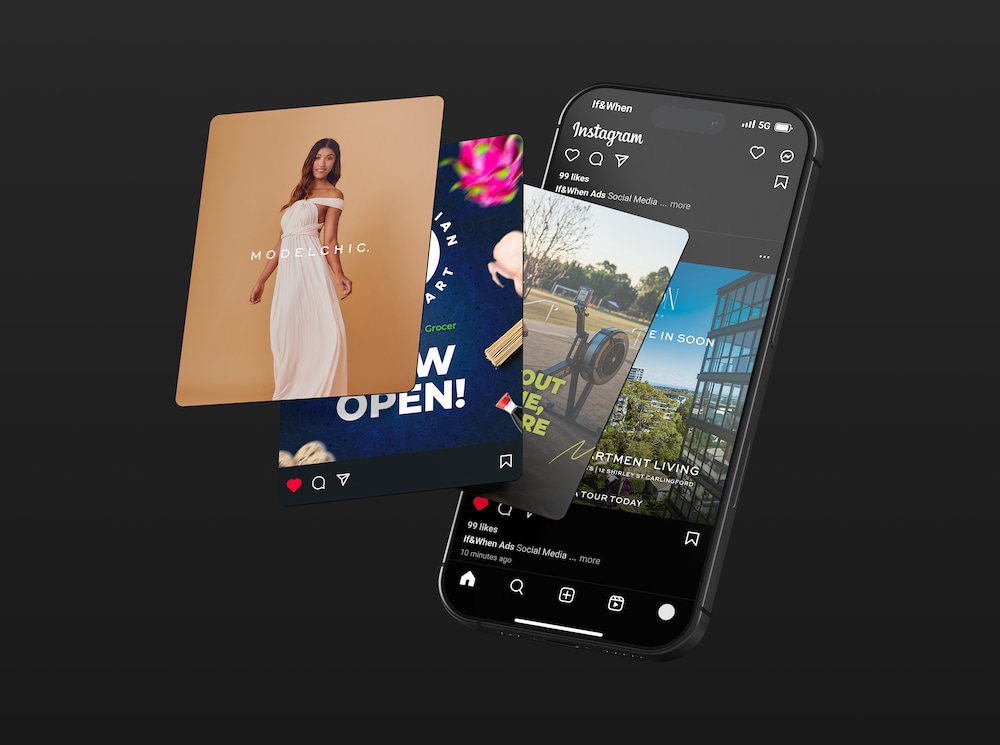 Sample Instagram Posts displayed on a Smartphone | Key Component of Paid Social Media Marketing Campaign