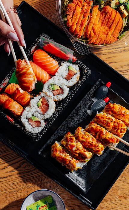 Sushi and assorted Japanese Food from Sushi Pak | High-Quality Food Photography for Restaurants